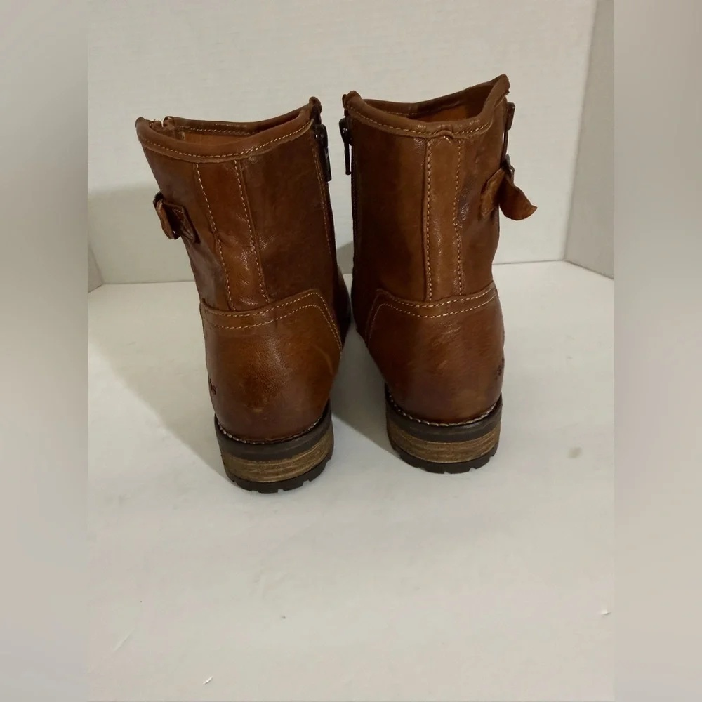 Taos Leather Ankle Boots Brown Side Zip Buckle Women’s Size 39 Comfort Casual - Picture 5 of 14